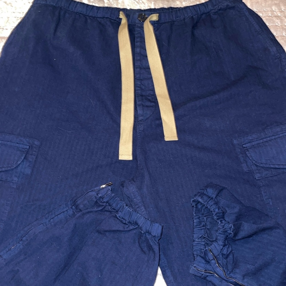 GUCCI 💯% Authentic cargo pants dyed cloth heavy herringbone royal blue SZ 54